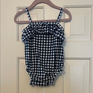 GAP Blue and White Checkered Bodysuit
